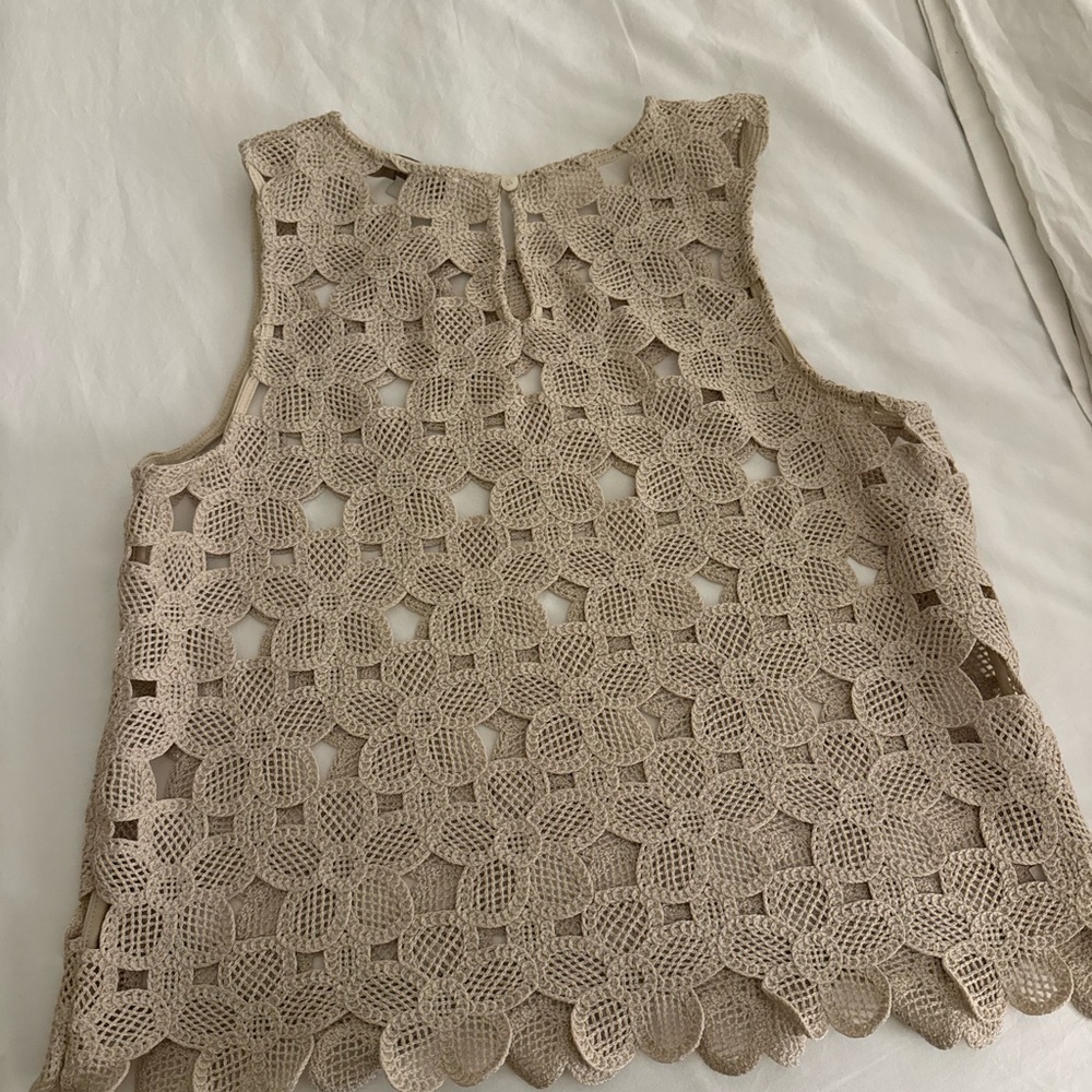 Loft Beige Crochet Tank Top - Picture 4 of 4
